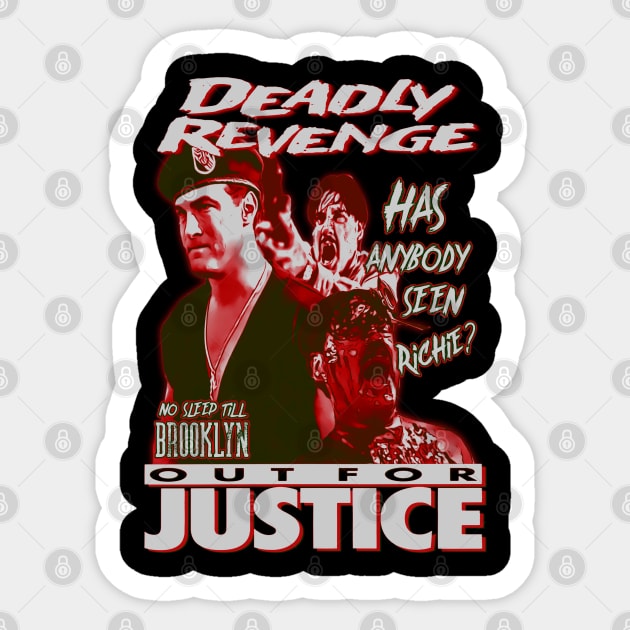 Out For Justice, Vintage Action, (Version 3) Sticker by The Dark Vestiary